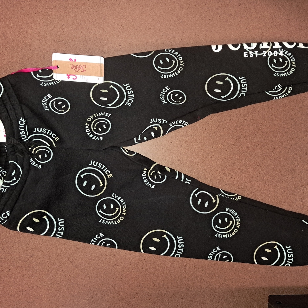 Justice Black Smiley Face Leggings